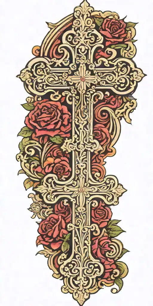 Orthodox cross with "Lord have mercy on me a sinner" tattoo design idea