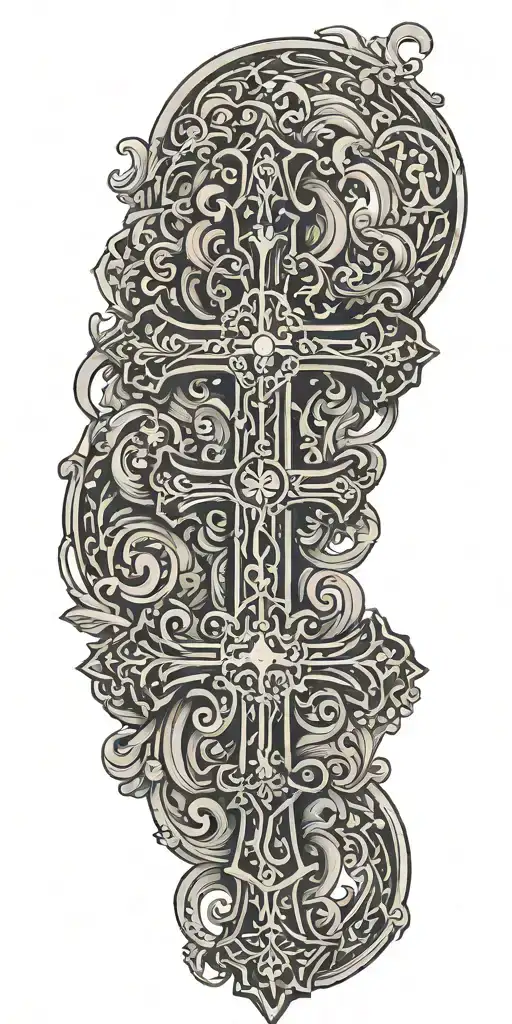Russian Orthodox Cross with the words "Lord have mercy on me a sinner"  tattoo design idea