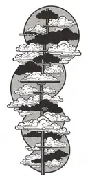 3 bar  cross over clouds surrounding them tattoo design idea