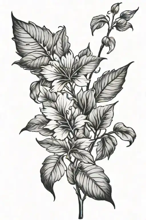 narsil with leaves and stems tattoo design idea