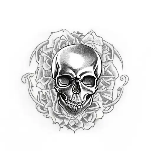 a skull with an hourglass and the phrase "memento mori" tattoo design idea