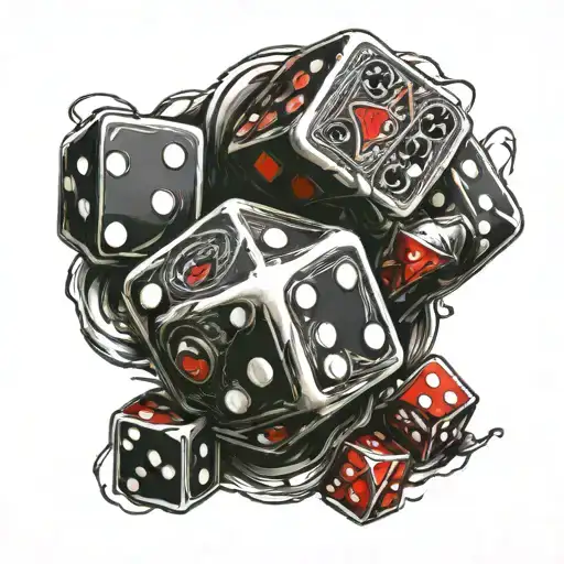 suicide king with a gambling theme dice rolling tattoo design idea