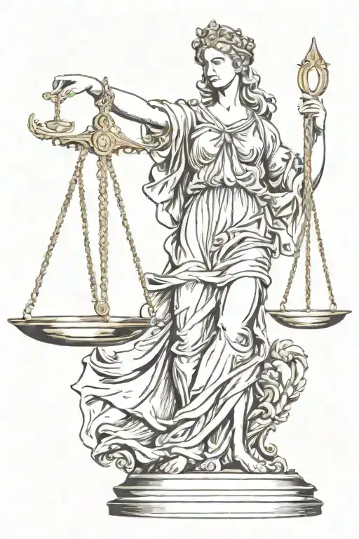 lady justice holding scales tattoo design idea