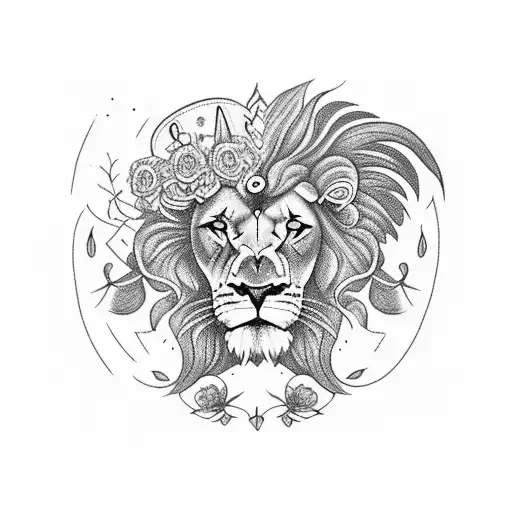 flull arm sleeve including a lion, witch, brick road leading to castle, poppy flowers tattoo design idea