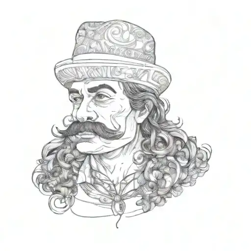 a man with a mustache tattoo design idea