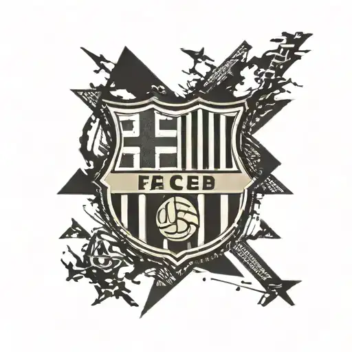 Create a tattoo of fc barcelona merging with lines of code tattoo design idea