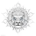 sun lion ocean tattoo design idea