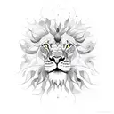 sun lion ocean tattoo design idea