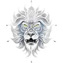 sun lion ocean tattoo design idea
