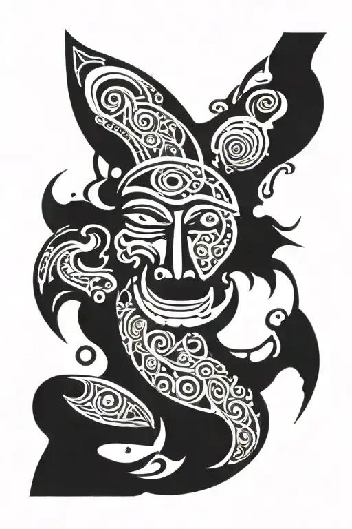 taino tribal sleeve tattoo design idea