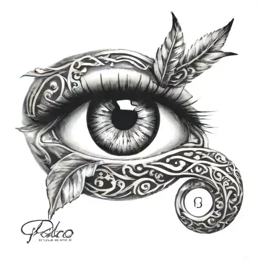 tatto of my last name “padro” with my moms eyes and a bracelet with my family’s initials all integrated with puerto rica tattoo design idea