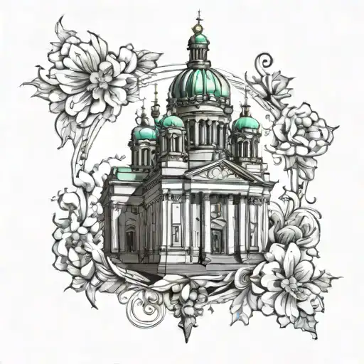 SANKT PETERSBURG RUSSIA WITH A CHURCH  tattoo design idea