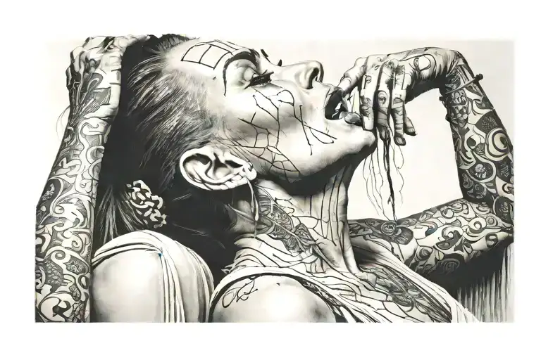   capture a moment of suffer and tears a clear dipiction of there is no beauty without pain ,woman head like everlast   tattoo design idea