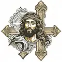 Black jesus on cross with scripture about always trusting in god tattoo design idea