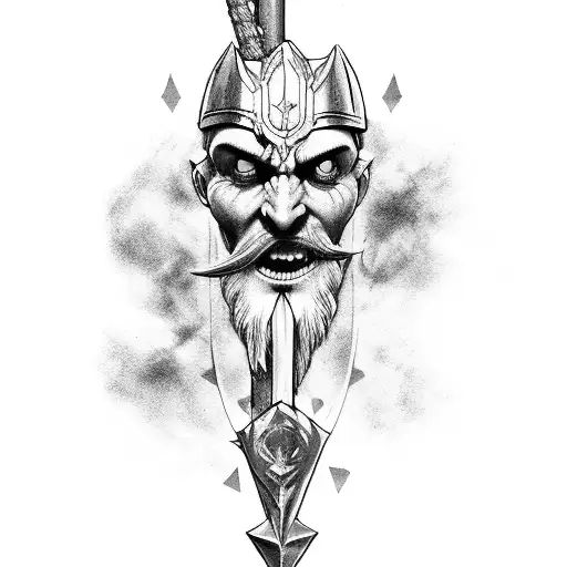 hacha de kratos y arco de atreus tattoo design idea