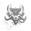 hacha de kratos y arco de atreus tattoo design idea