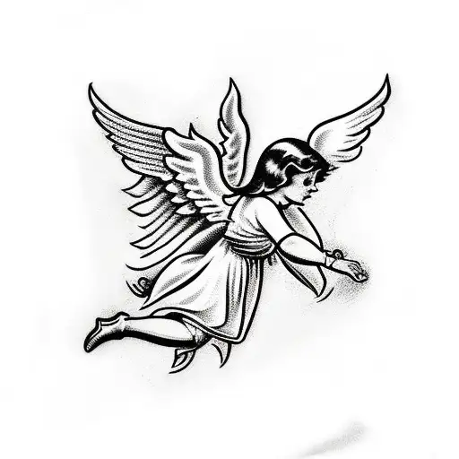 angel saving me from darkness tattoo design idea