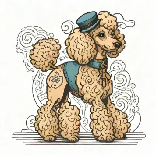 champagne poodle with tattoo design idea