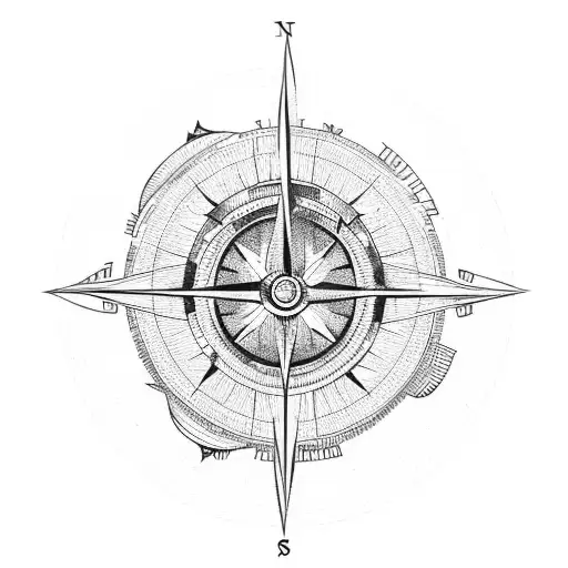 globe with compass tattoo design idea