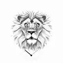lion with broken clock underneath and rose underneath  tattoo design idea