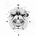 lion with broken clock underneath and rose underneath  tattoo design idea