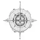 globe with compass tattoo design idea