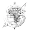 globe with compass tattoo design idea