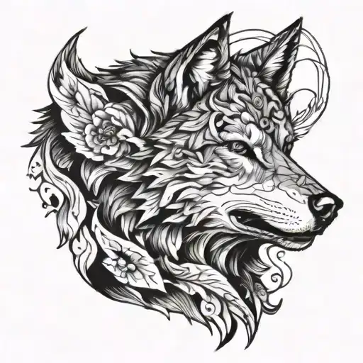 wounded wolf tattoo design idea