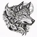 wounded wolf tattoo design idea