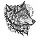 wounded wolf tattoo design idea