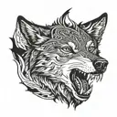 wounded wolf tattoo design idea