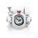 Car Piston with Clock tattoo design idea