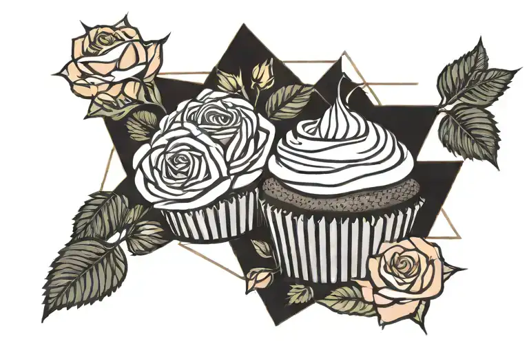 hamburg, cupcake, rose, slovenia tattoo design idea