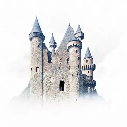 medieval stone wall castle tattoo design idea