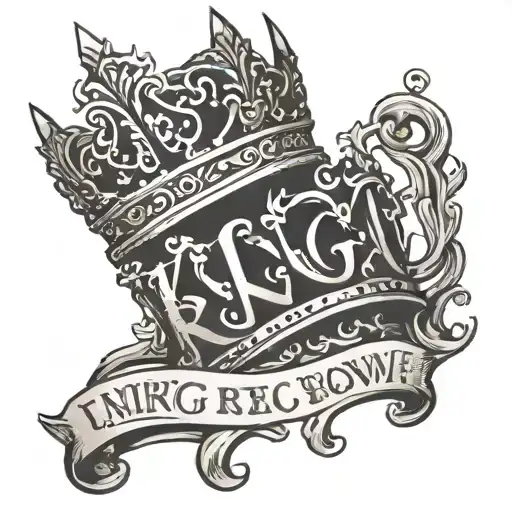 text with king crown tattoo design idea