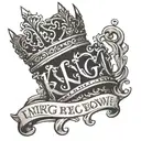text with king crown tattoo design idea