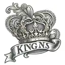 text with king crown tattoo design idea