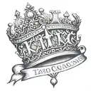 text with king crown tattoo design idea