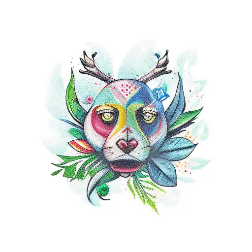 2 tatouages qui mis côte à côte n'en font plus qu'un sur le thème de la forêt tropicale tattoo design idea