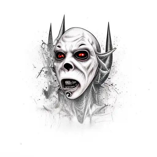 Model transformed into a horror movie monster tattoo design idea