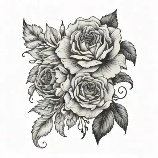 floral with march birth flower and "my love for ever and always" in Nordic tattoo design idea