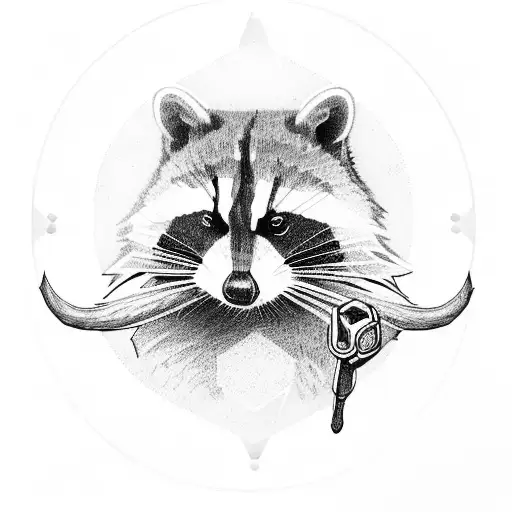 racoon with wrench tattoo design idea