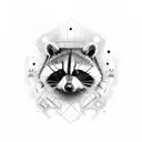 racoon with spanner tattoo design idea