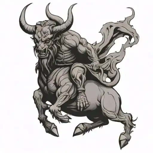 demon riding a bull out of hell  tattoo design idea