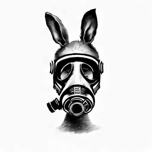 a bunny in a gas mask tattoo design idea