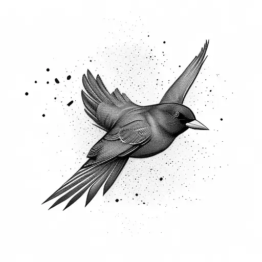 blackbird in flight tattoo design idea