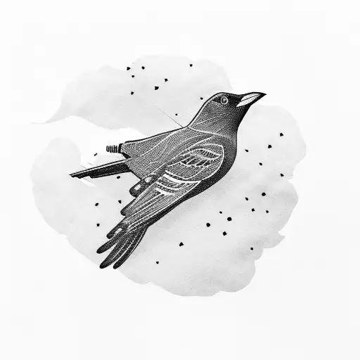 blackbird in flight tattoo design idea