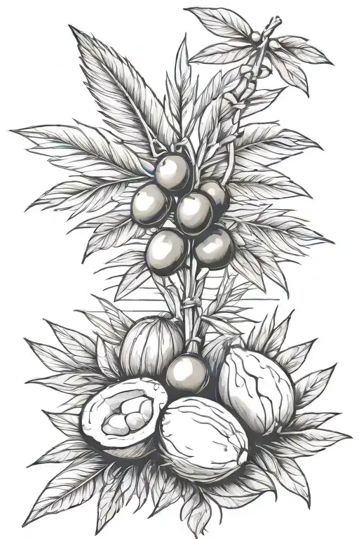 typical greece, olive, coconut,  tattoo design idea