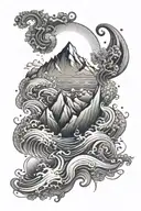 music capricorn mountains ocean tattoo design idea