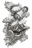 music capricorn mountains ocean tattoo design idea
